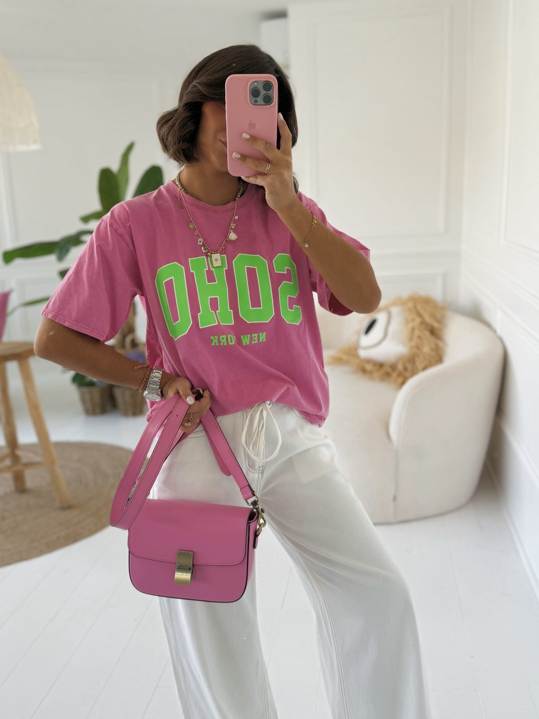 Tee-shirt SOHO rose/vert – Image 3