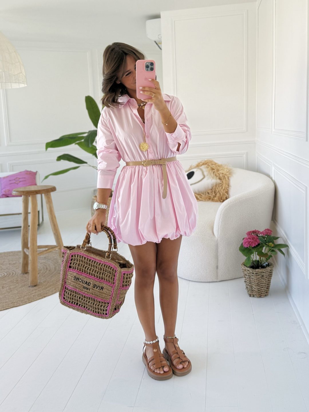 Robe chemise MILOS rose