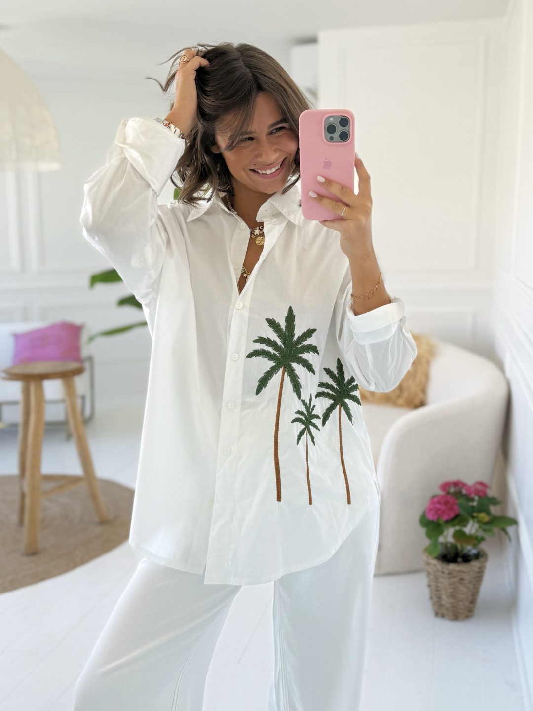 Chemise PALMIERS en coton blanc